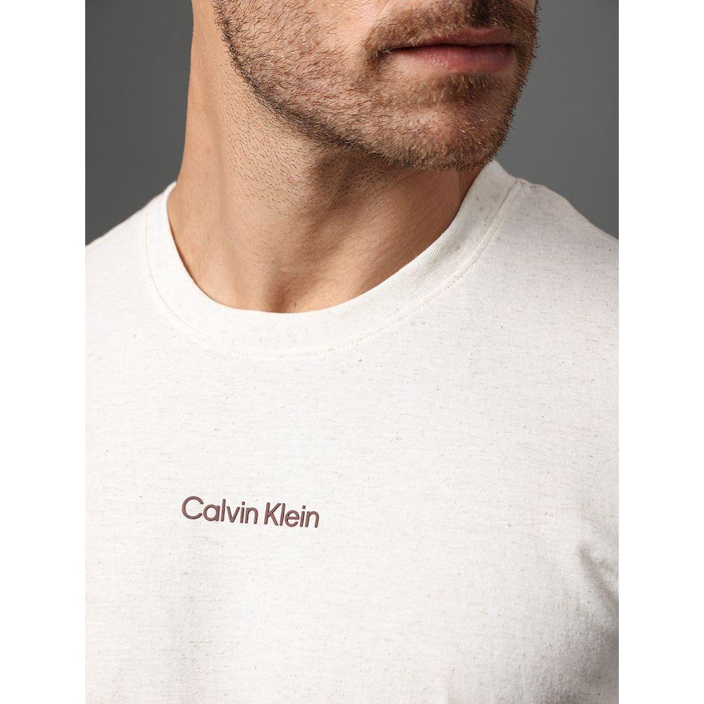 Camiseta Masculina Meia Malha Linen Calvin Klein Underwear - Off White - 4