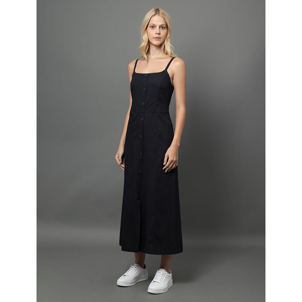 Vestido Feminino Midi Abertura Por Botão Calvin Klein - Marinho - 3