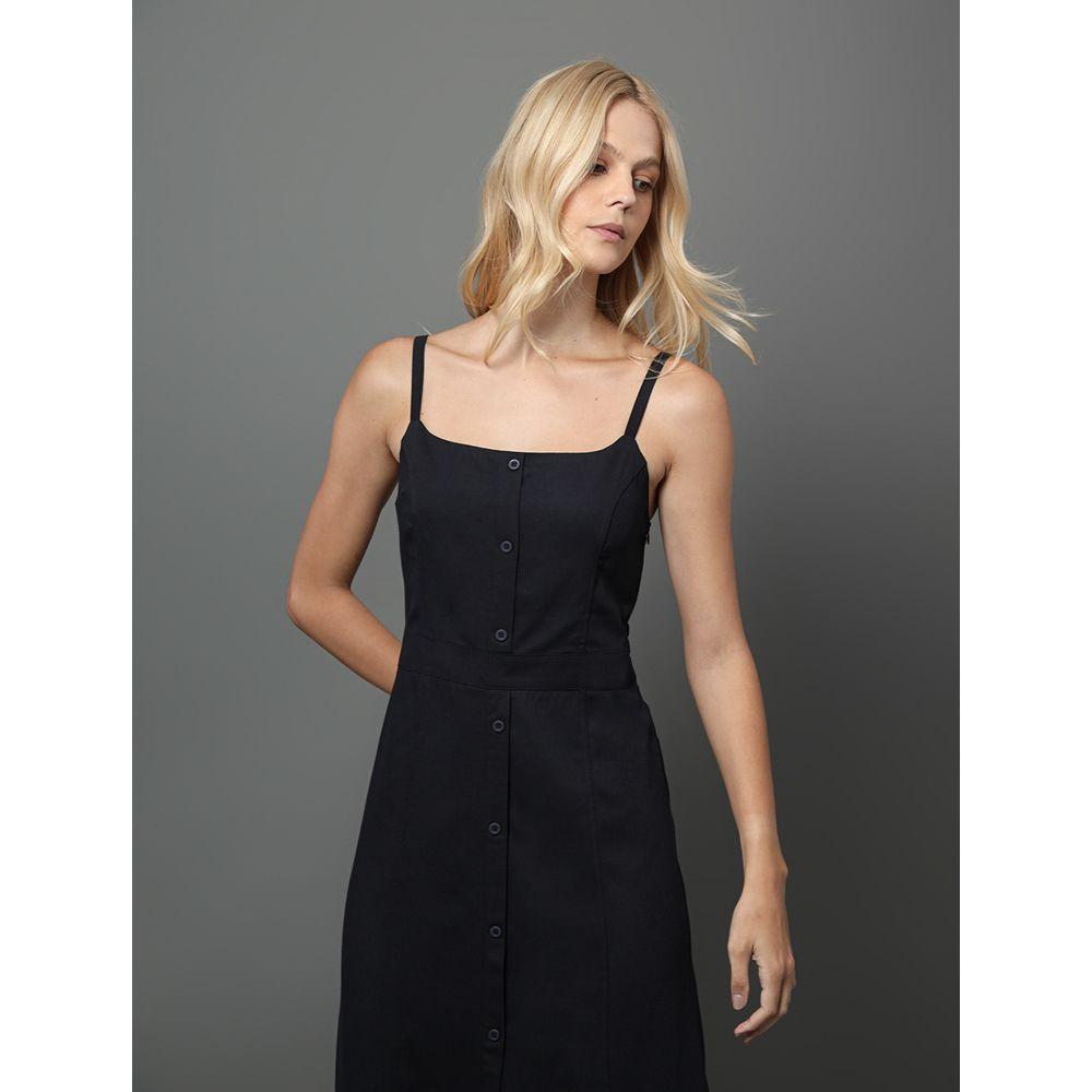 Vestido Feminino Midi Abertura Por Botão Calvin Klein - Marinho - 4