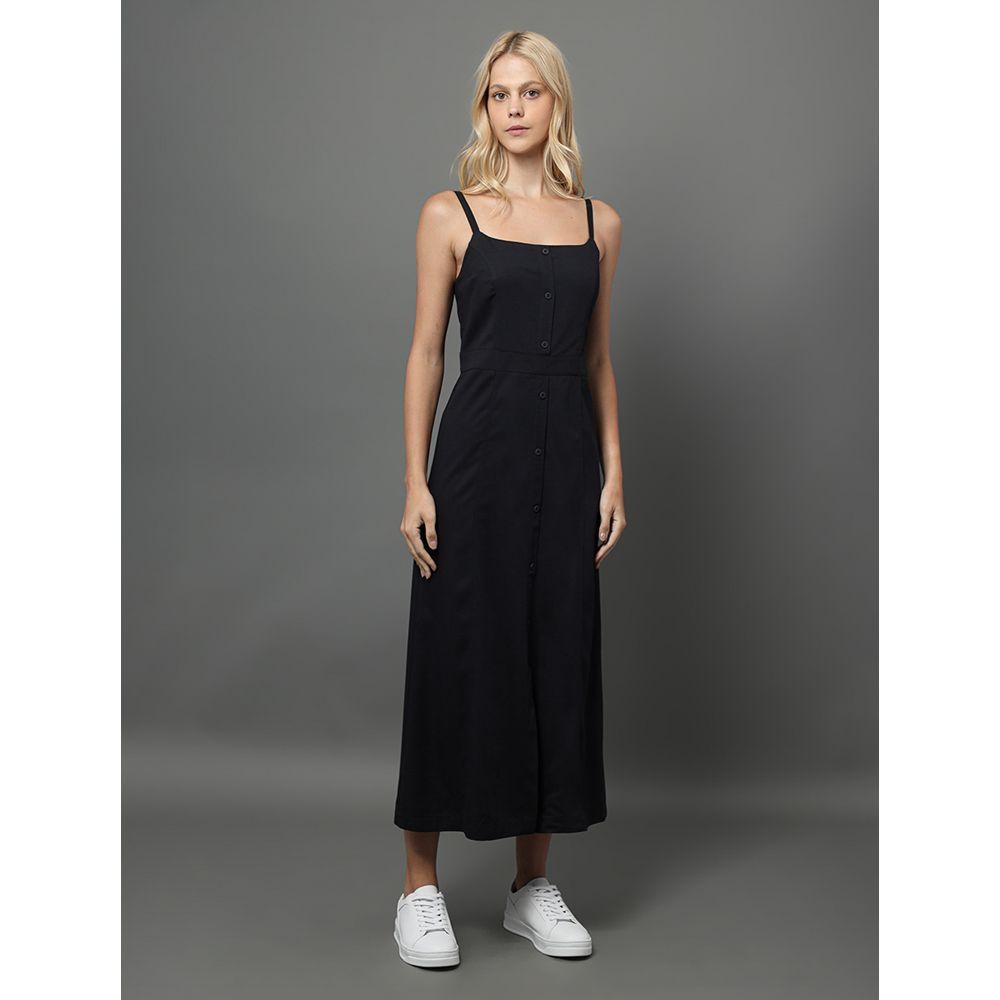 Vestido Feminino Midi Abertura Por Botão Calvin Klein - Marinho - 1