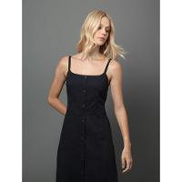 Vestido Feminino Midi Abertura Por Botão Calvin Klein - Marinho