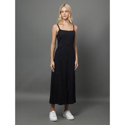 Vestido Feminino Midi Abertura Por Botão Calvin Klein - Marinho