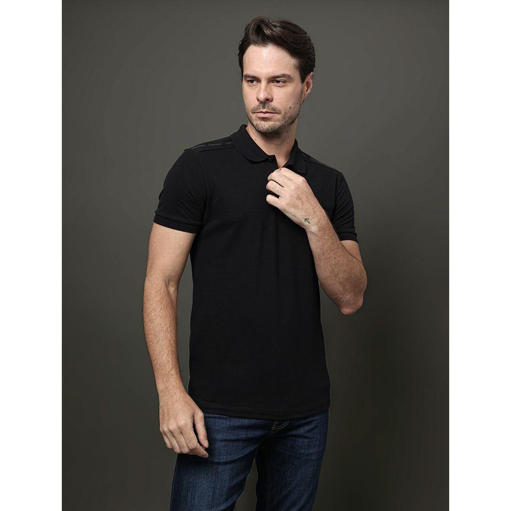 Polo Masculina Slim Recorte Calvin Klein - Preto - 4