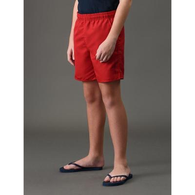 Shorts Menino Liso Logo Lateral Calvin Klein Jeans - Vermelho Escuro