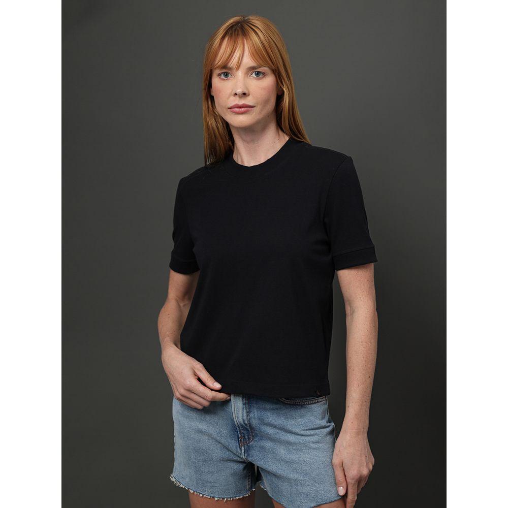 Camiseta Feminina Malhão Com Punhos Calvin Klein Jeans - Preto - 1
