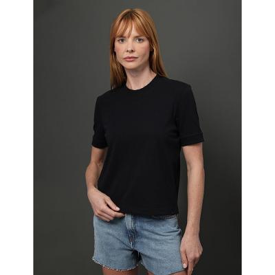 Camiseta Feminina Malhão Com Punhos Calvin Klein Jeans - Preto