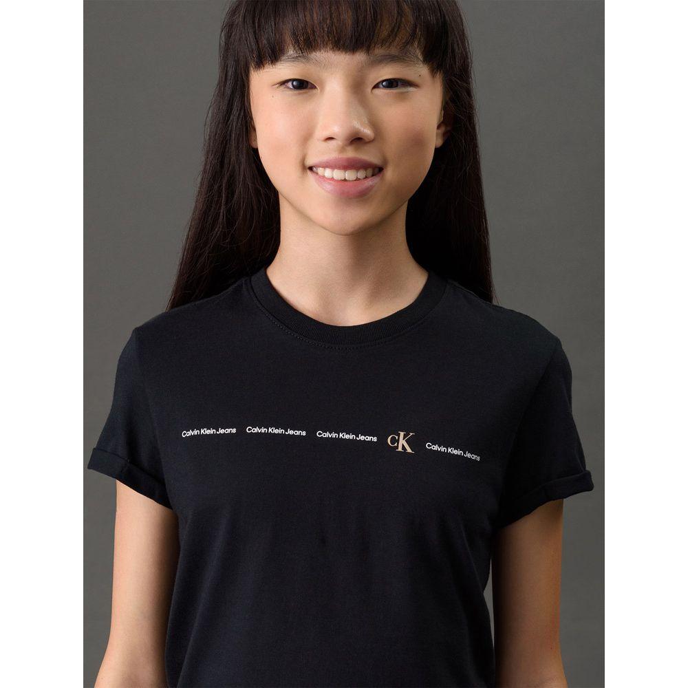 Camiseta Menina Algodão Orgânico Calvin Klein Jeans - Preto - 4