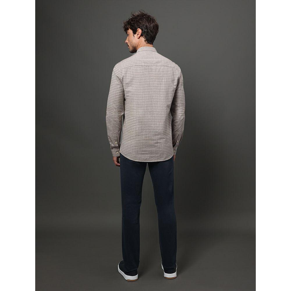 Camisa Masculina Slim Listras Calvin Klein Jeans - Caqui Medio - 2