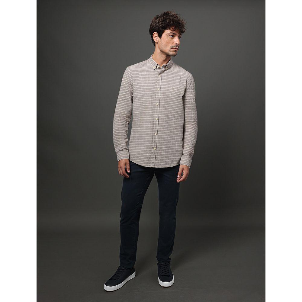 Camisa Masculina Slim Listras Calvin Klein Jeans - Caqui Medio - 3