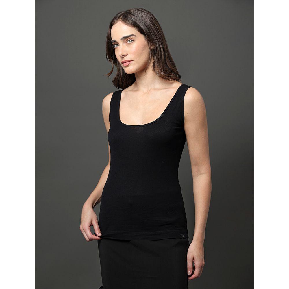Regata Feminina Decote Quadrado Calvin Klein Jeans - Preto - 1