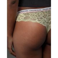 Kit 3 Calcinhas Fio Dental em Renda Calvin Klein Underwear - Preto/Branco/Amarelo