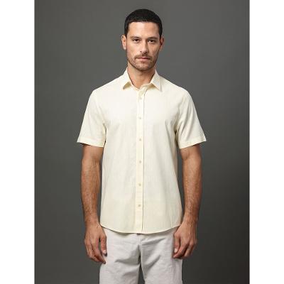 Camisa Masculina Linen Cotton Calvin Klein Jeans - Amarelo Manteiga