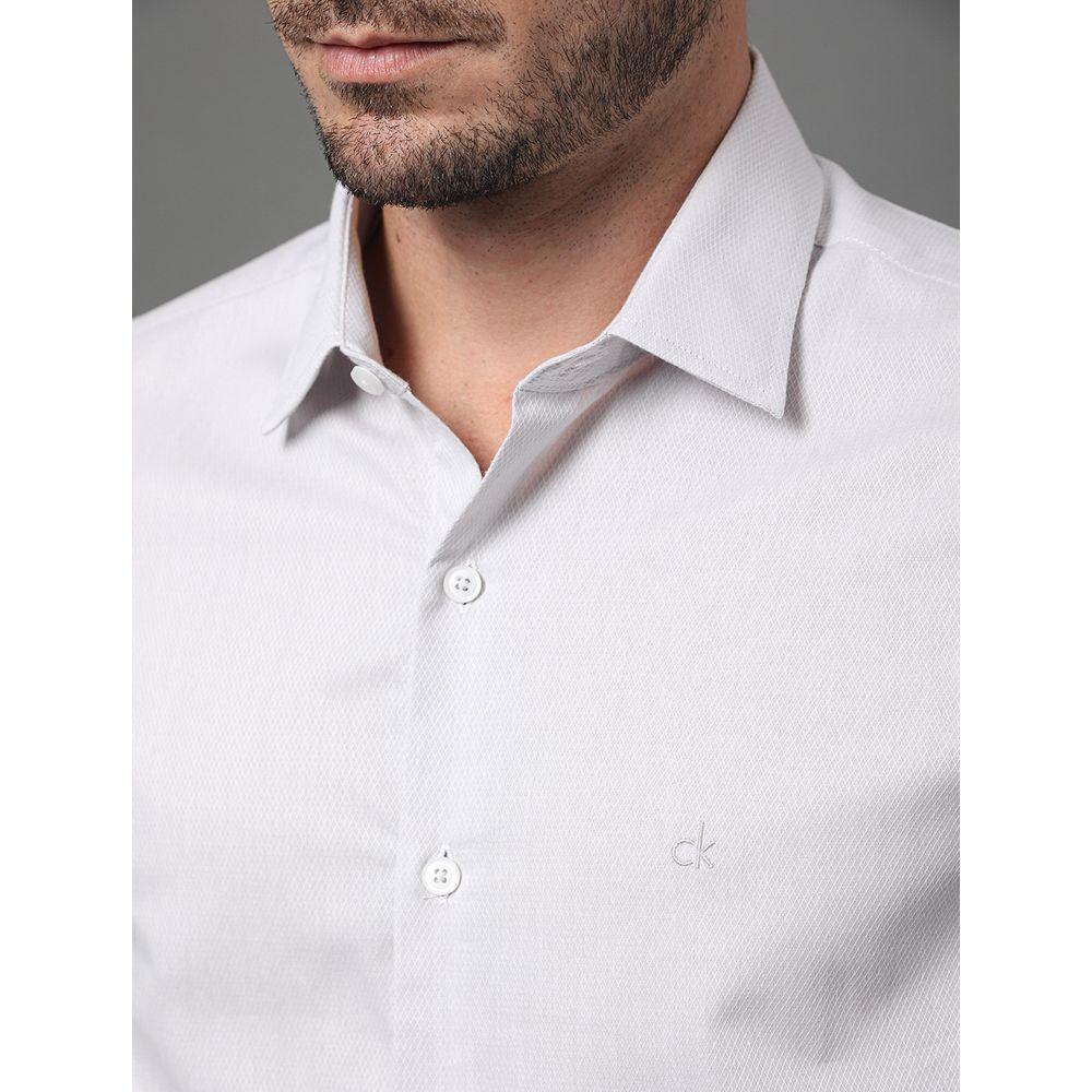 Camisa Masculina Slim Fio 50 Calvin Klein - Cinza Claro - 4