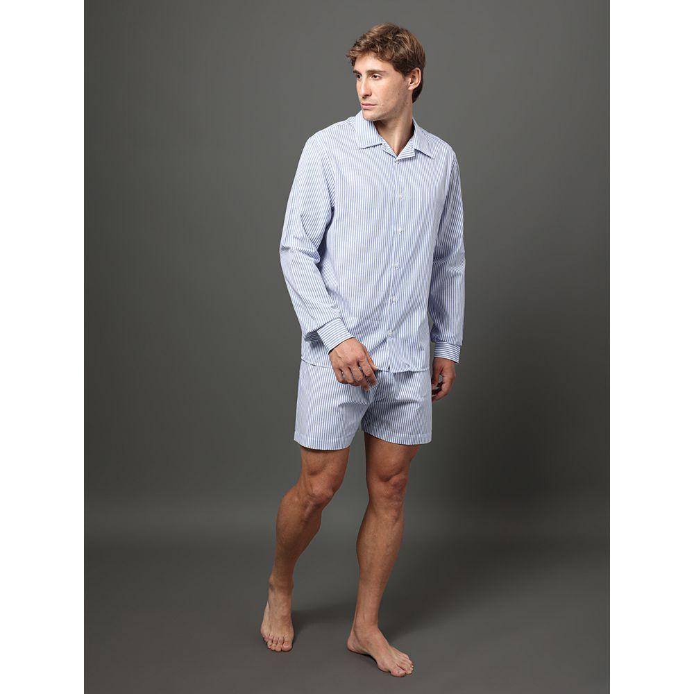 Pijama Masculino Camisa e Bermuda Calvin Klein Underwear - Azul Médio - 3