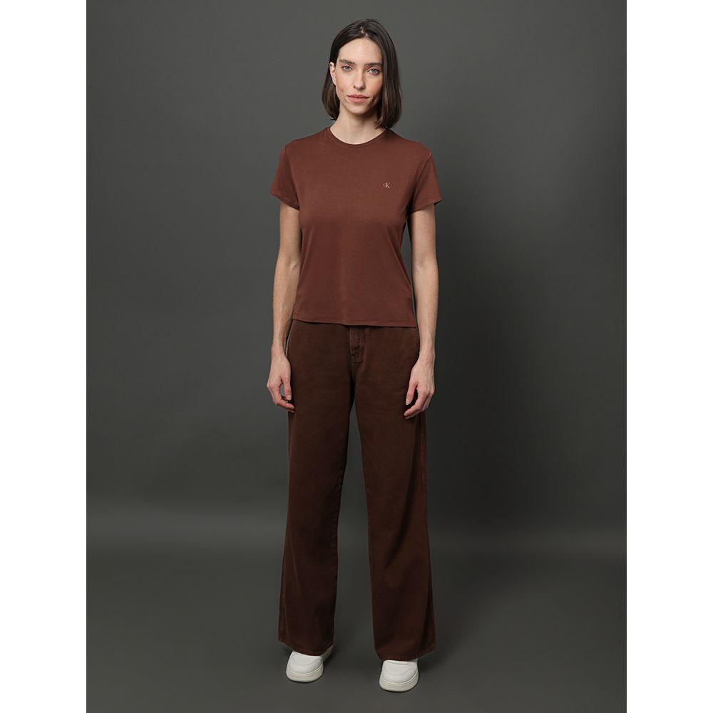 Camiseta Feminina Viscolycra Calvin Klein Jeans - Marrom - 1