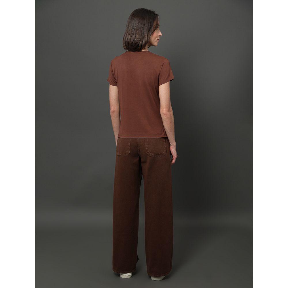 Camiseta Feminina Viscolycra Calvin Klein Jeans - Marrom - 2