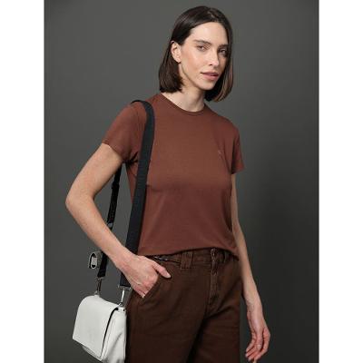 Camiseta Feminina Viscolycra Calvin Klein Jeans - Marrom