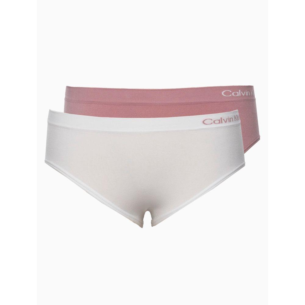 Kit 2 Calcinhas Menina Sem Costura Calvin Klein Underwear - Branco + Rosa Claro - 1