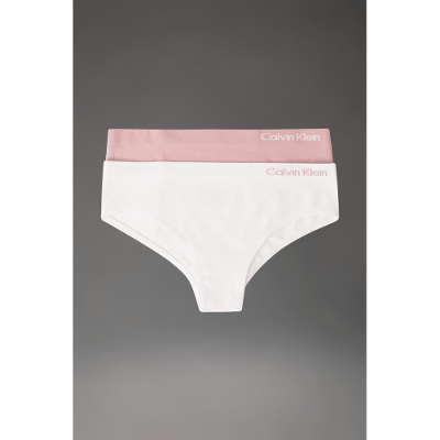 Kit 2 Calcinhas Menina Sem Costura Calvin Klein Underwear - Branco + Rosa Claro