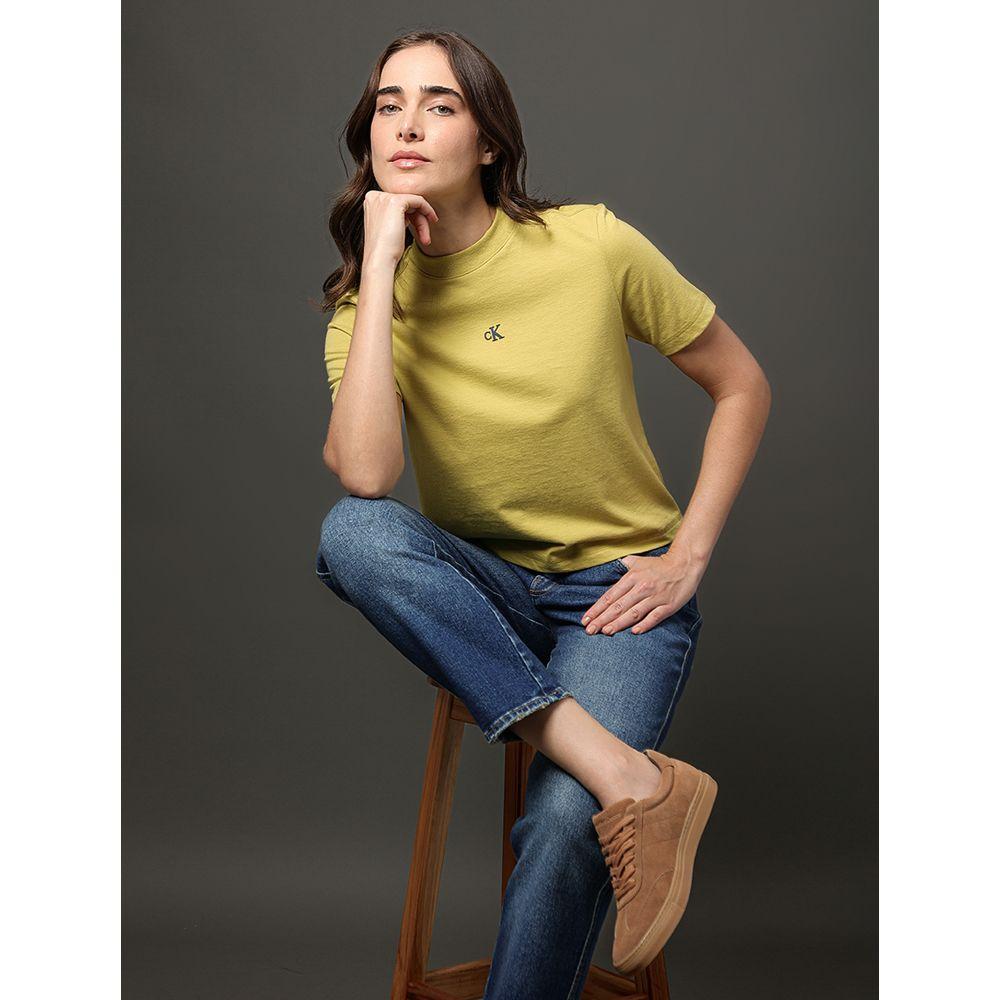 Camiseta Feminina Relevo Multicor Calvin Klein Jeans - Verde Pistache - 5