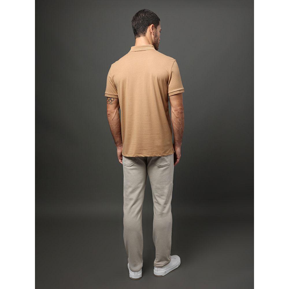 Polo Masculina Básica Smooth Cotton Calvin Klein - Caqui Medio - 2