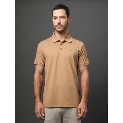 Polo Masculina Básica Smooth Cotton Calvin Klein - Caqui Medio