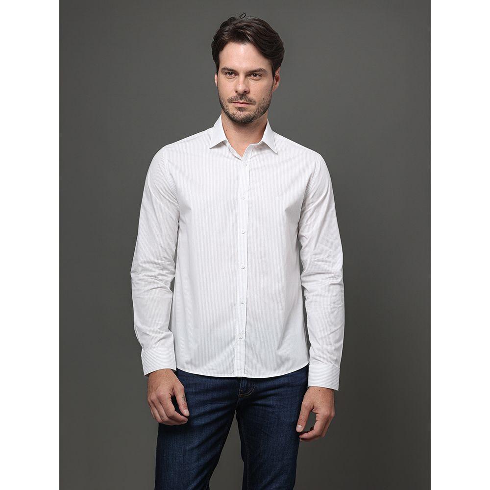 Camisa Masculina Slim Fio 60 Calvin Klein - Branco - 1