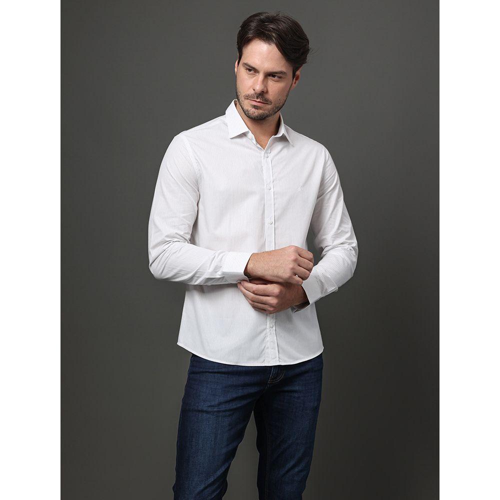 Camisa Masculina Slim Fio 60 Calvin Klein - Branco - 5