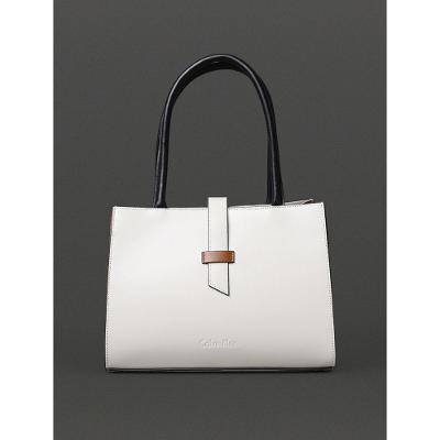 Bolsa Média Feminina Couro Contraste Calvin Klein - Off White