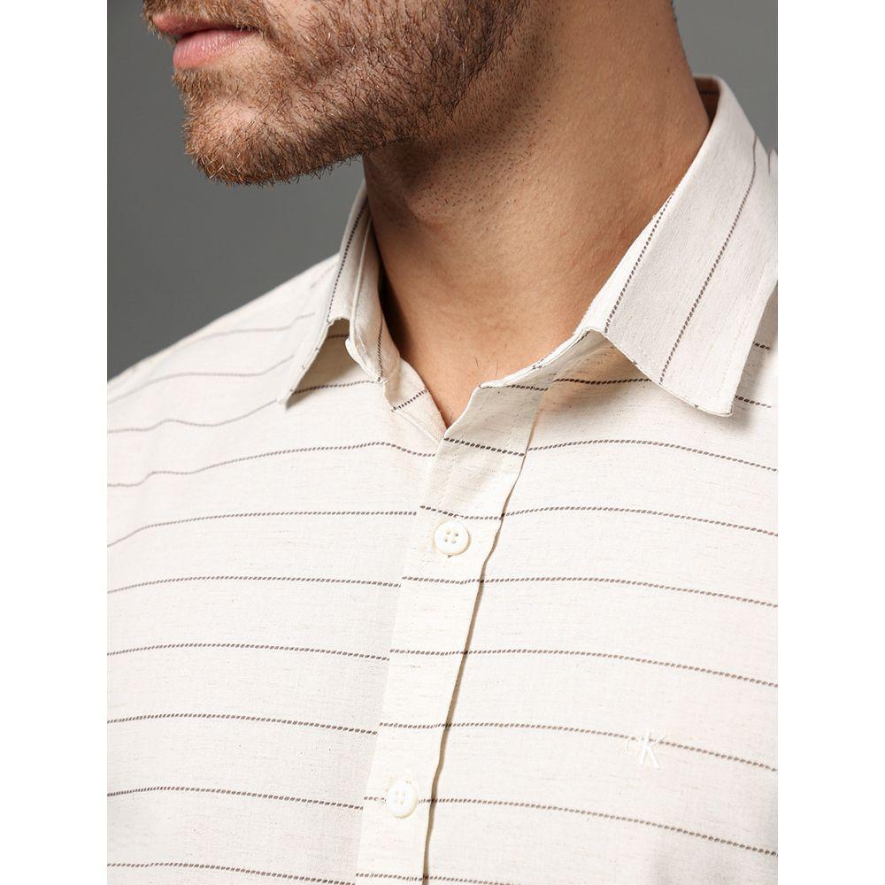 Camisa Masculina Listras Texturizadas Calvin Klein Jeans - Off White - 4