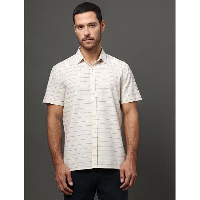 Camisa Masculina Listras Texturizadas Calvin Klein Jeans - Off White