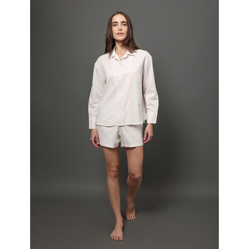 Pijama Feminino Camisa Manga Longa e Short Calvin Klein Underwear - Areia - 3