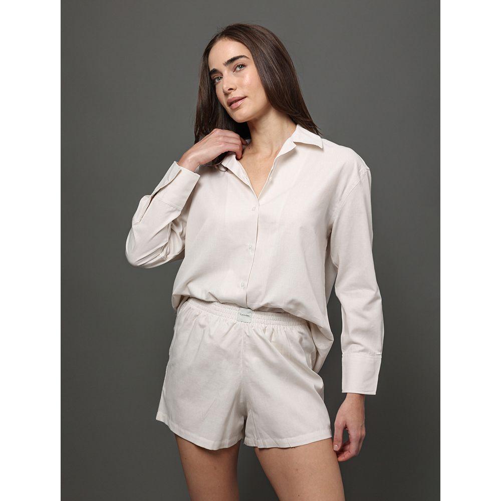 Pijama Feminino Camisa Manga Longa e Short Calvin Klein Underwear - Areia - 5