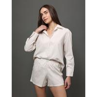 Pijama Feminino Camisa Manga Longa e Short Calvin Klein Underwear - Areia - 5