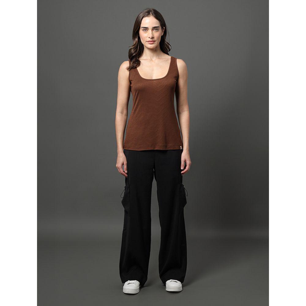 Regata Feminina Decote Quadrado Calvin Klein Jeans - Marrom - 3