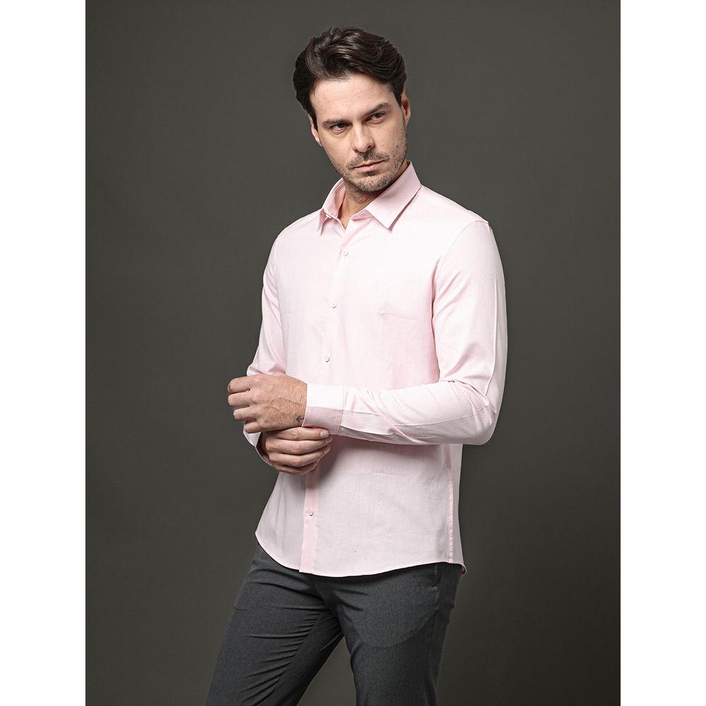 Camisa Ml Slim Maquinetada - Rosa Claro - 5
