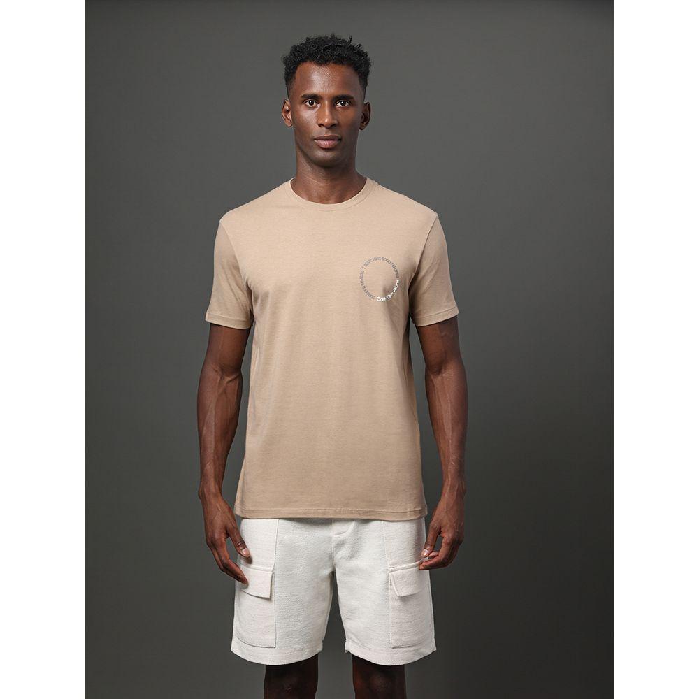 Camiseta Masculina Sunset & Sunrise Calvin Klein Jeans - Caqui Medio - 1