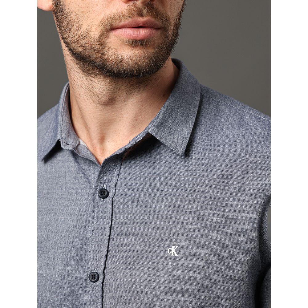 Camisa Masculina Slim Chevron Calvin Klein Jeans - Marinho - 4