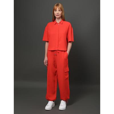 Camisa Feminina Linho Misto Calvin Klein - Vermelho