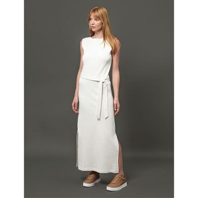 Vestido Feminino Ribana Com Linho Calvin Klein - Off White