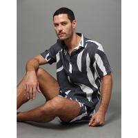 Camisa Masculina Linho Estampado Calvin Klein - Marinho - 5