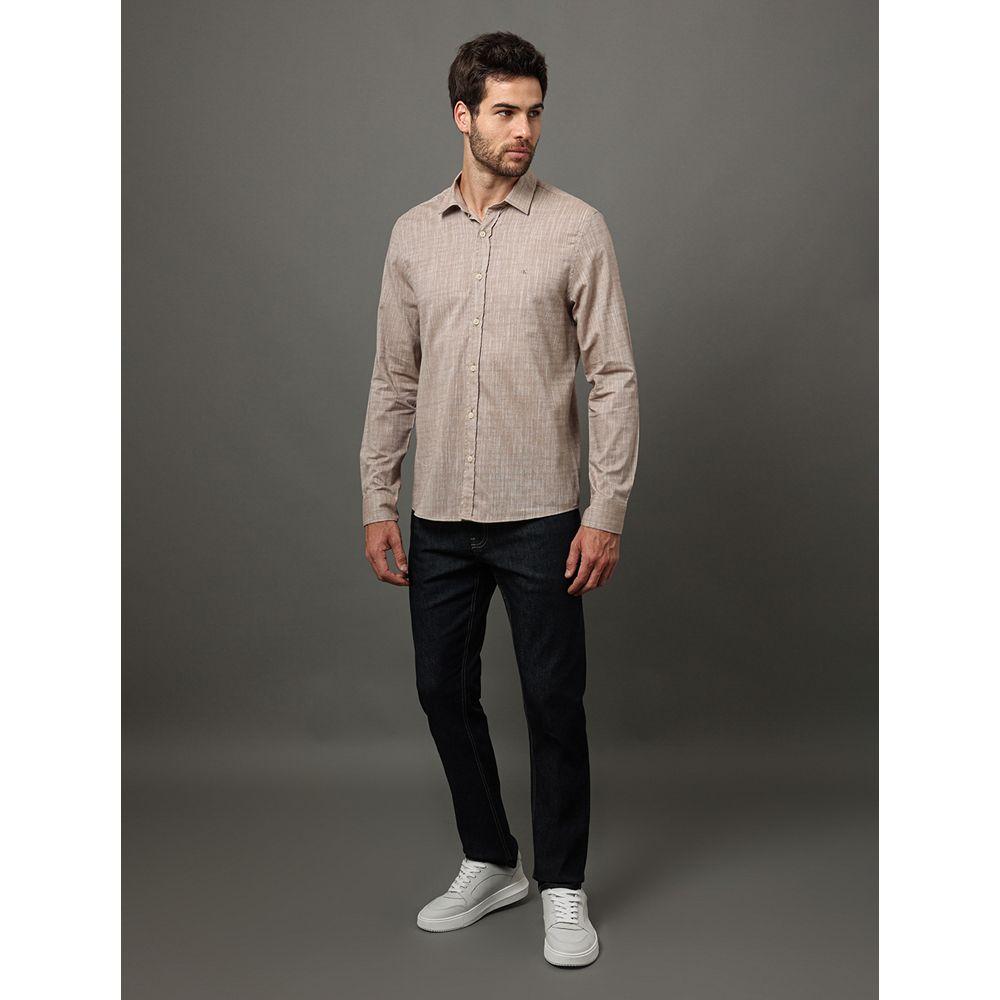 Camisa Masculina Alg Flamê Calvin Klein Jeans - Caqui Medio - 3