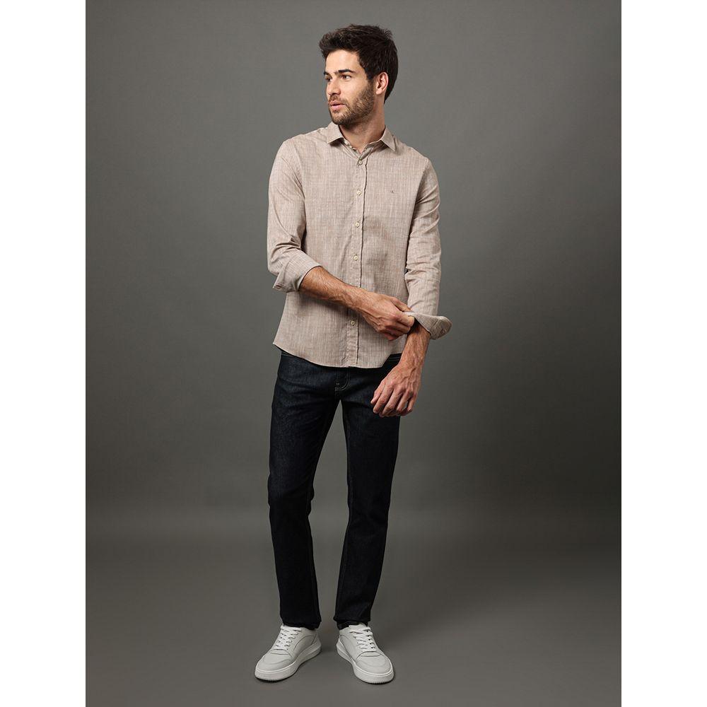 Camisa Masculina Alg Flamê Calvin Klein Jeans - Caqui Medio - 5