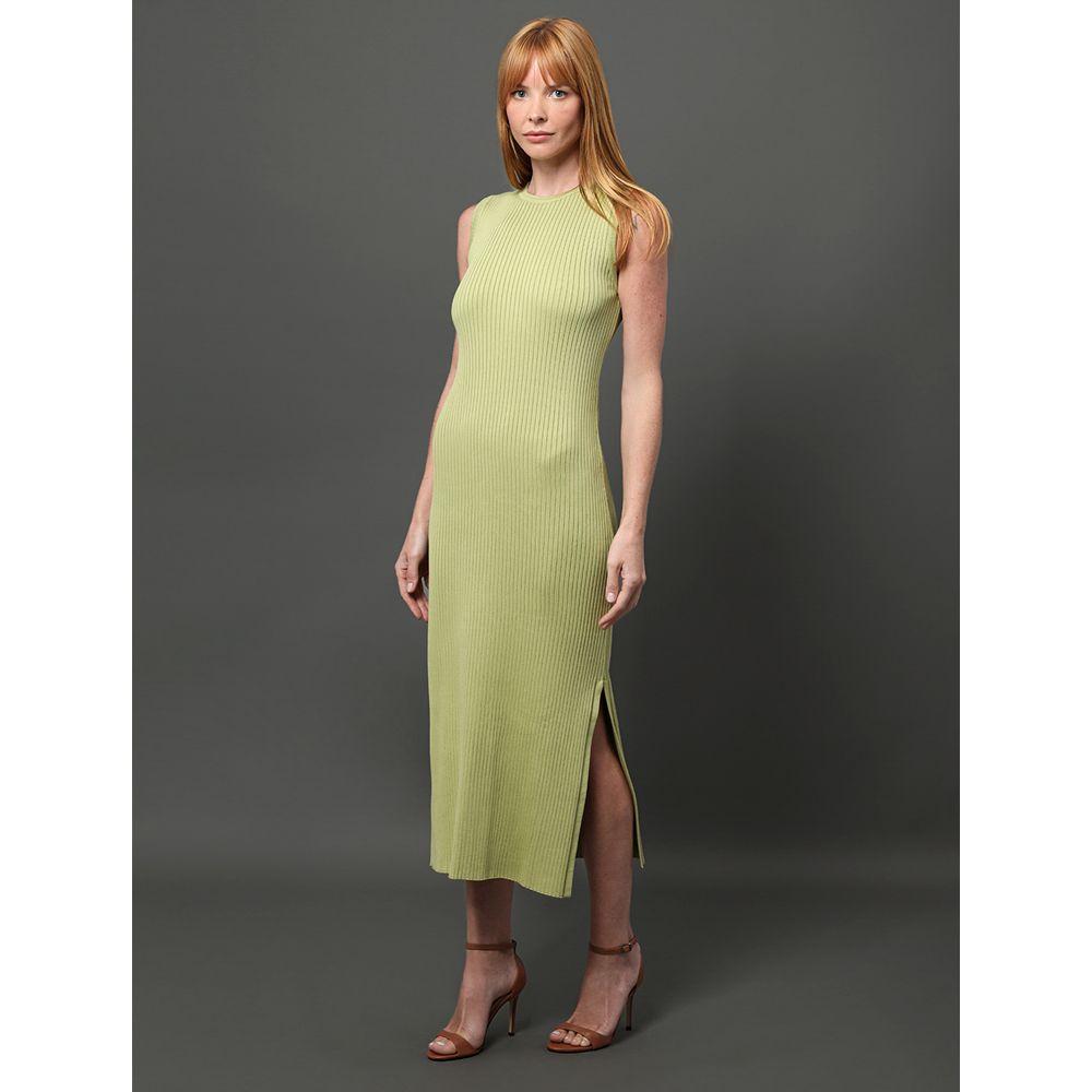 Vestido Feminino Midi de Tricot Canelado Calvin Klein - Verde Pistache - 3