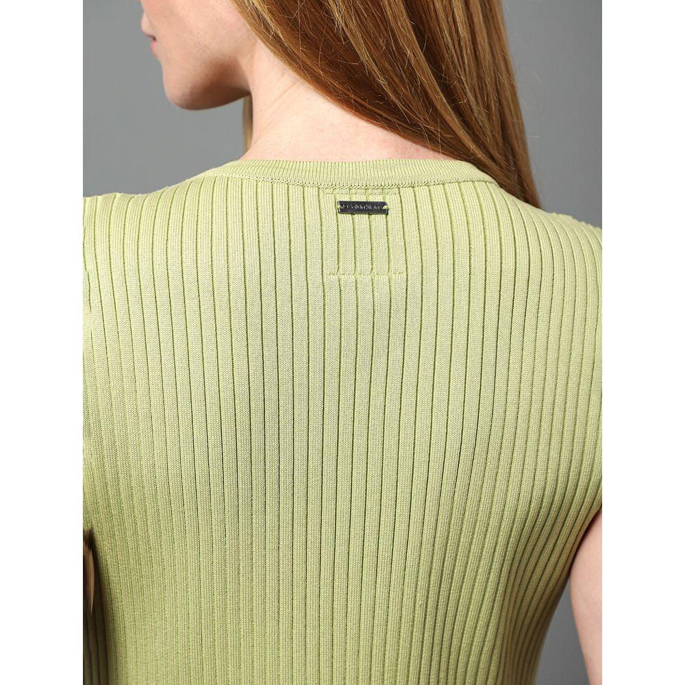 Vestido Feminino Midi de Tricot Canelado Calvin Klein - Verde Pistache - 4