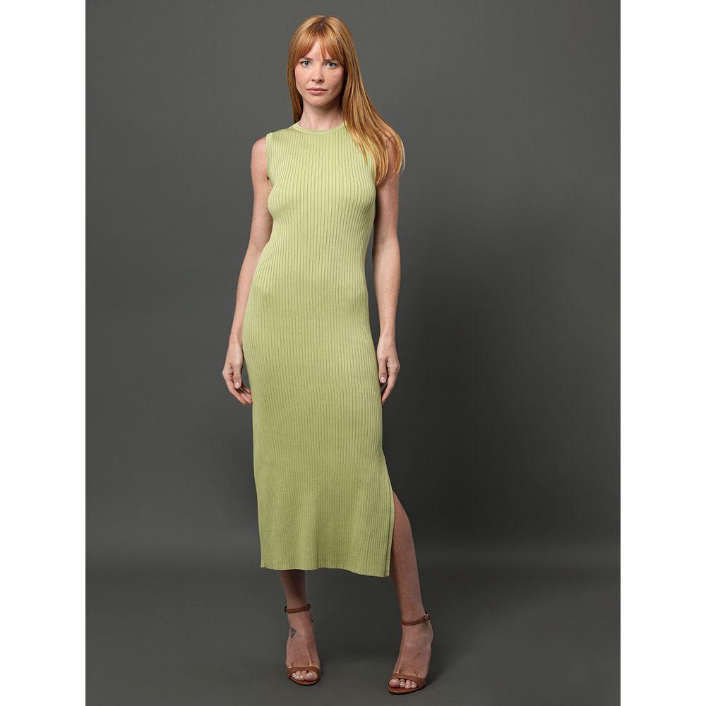 Vestido Feminino Midi de Tricot Canelado Calvin Klein - Verde Pistache - 1
