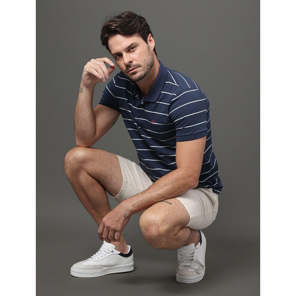 Polo Masculina Slim Cotton Listrado Calvin Klein - Marinho - 5