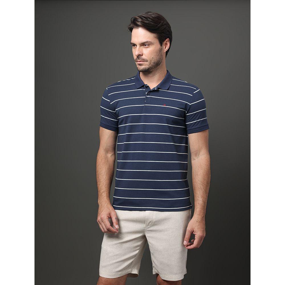 Polo Masculina Slim Cotton Listrado Calvin Klein - Marinho - 1