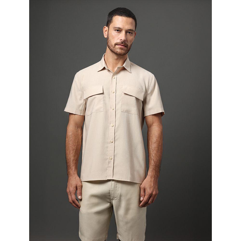 Camisa Masculina Liocel Com Bolsos Calvin Klein Jeans - Caqui Claro - 1