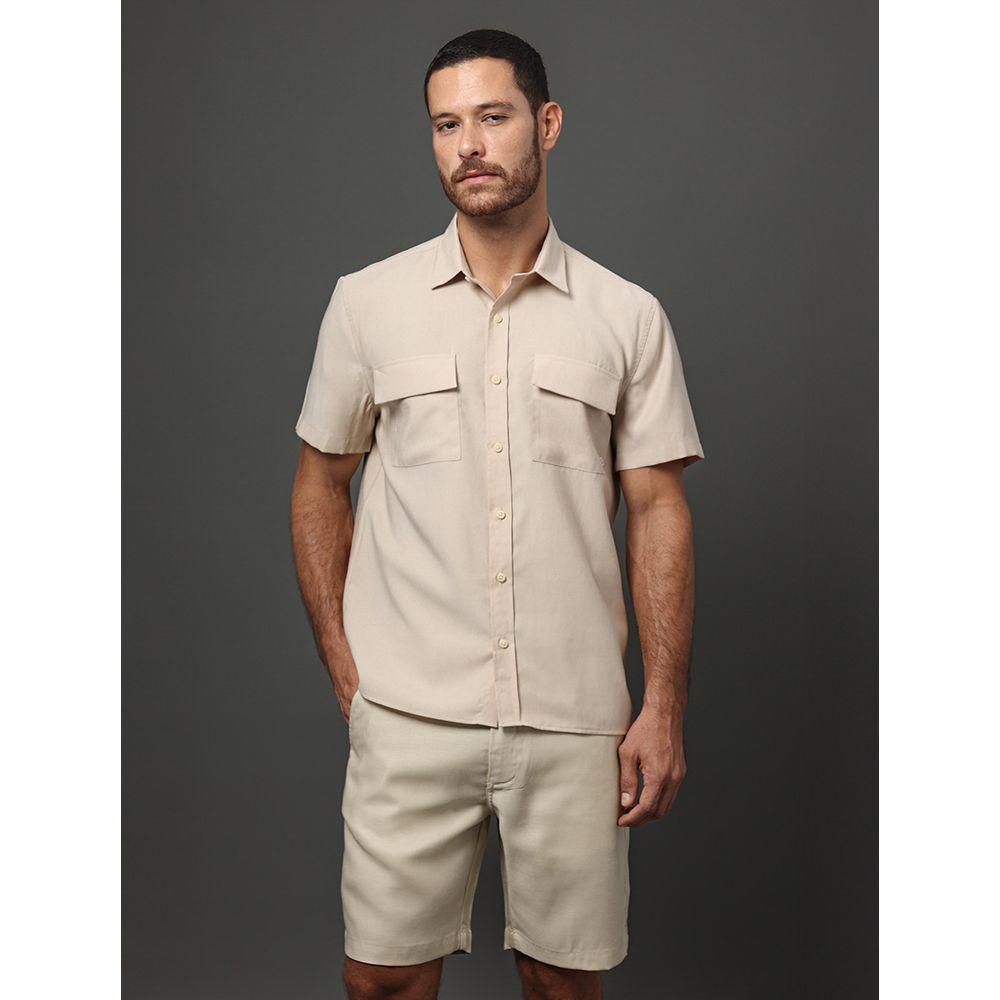 Camisa Masculina Liocel Com Bolsos Calvin Klein Jeans - Caqui Claro - 5